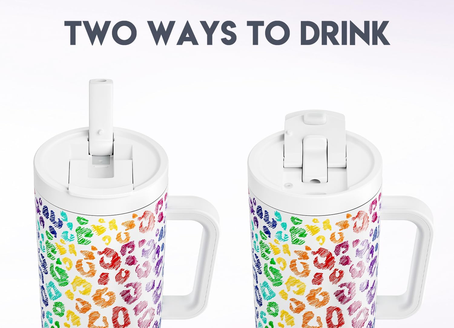 Meoky 40 oz Tumbler with Handle and Flip Straw, 100% Leakproof Tumbler with Lid and Straw, Stainless Steel Insulated Cup, Cupholder Friendly, Keeps Cold for 34 Hours (Kiss) - Image 5