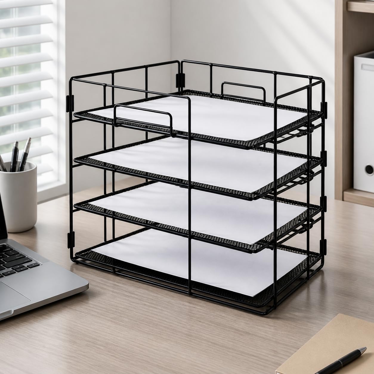 Colcolo A4 Metall Ablage Ordner Dokumentenorganizer Briefsortierer Mehrfach für Büro Lernzimmer, White