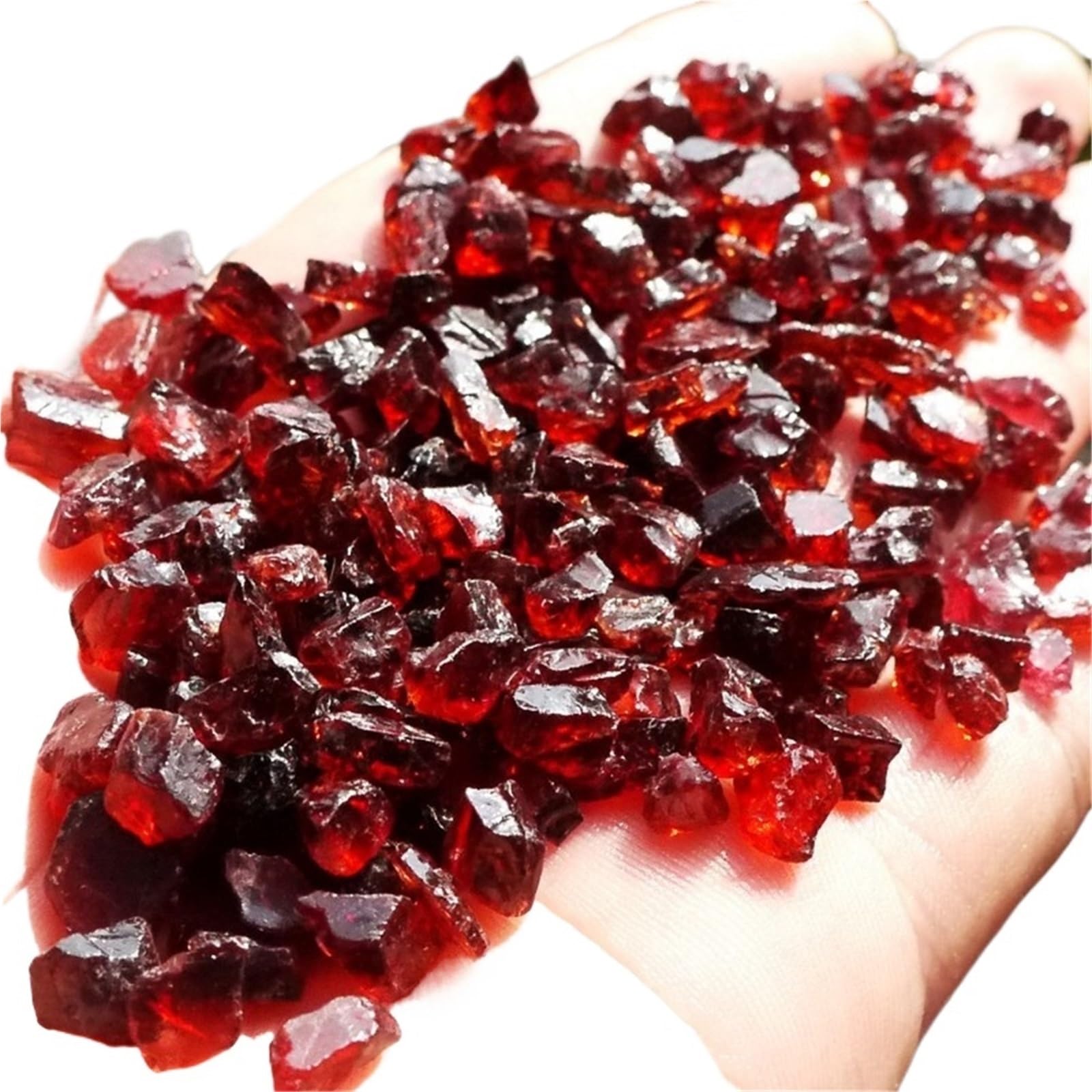 Deko Steine Steine Garten Roter Granat-Trommelquarz-Kristall, Kies, heilende Energie, raues Mineralexemplar, Garten- und Heimdekoration(50g)