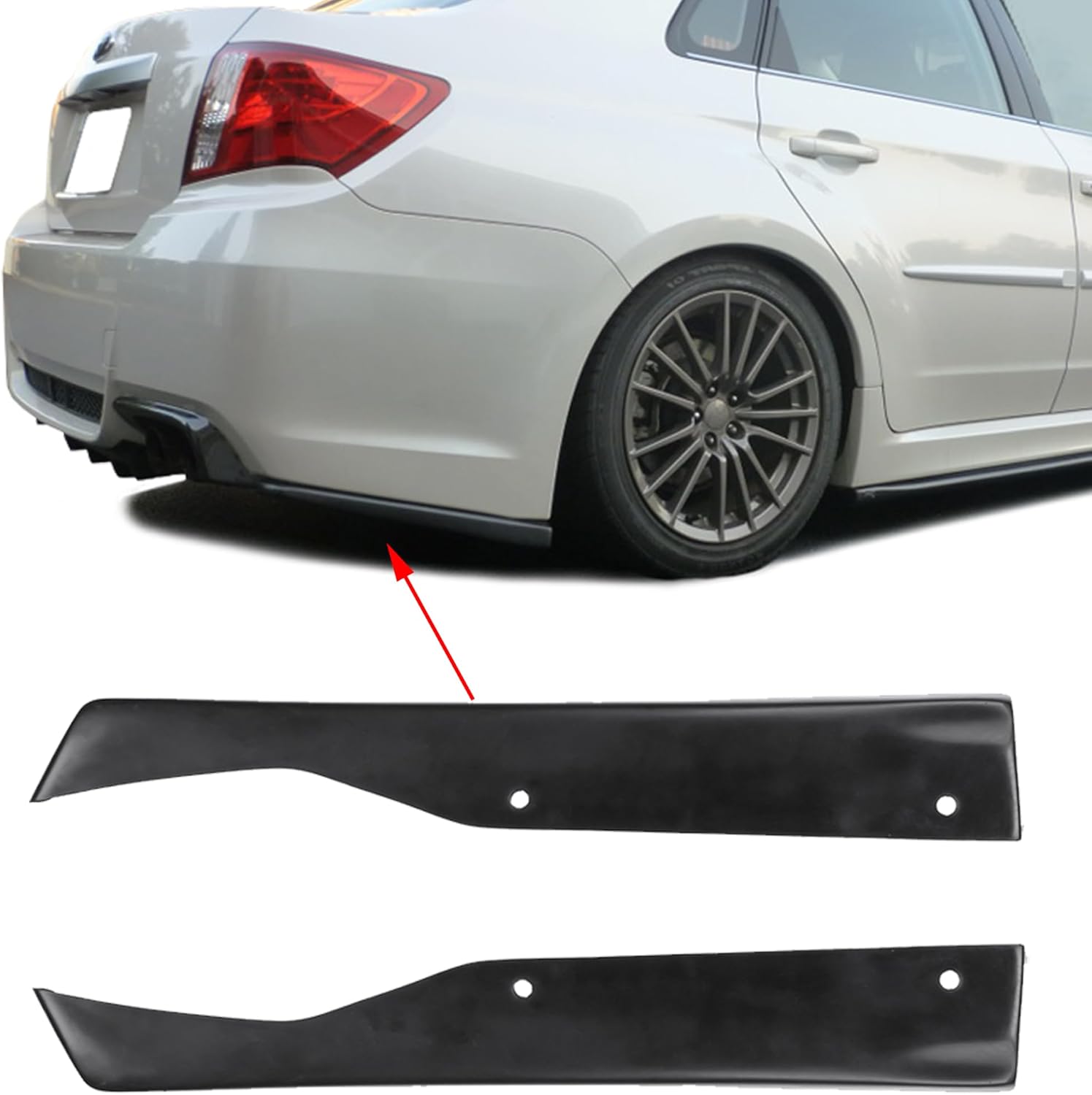 Compatible with/Replacement for Rear Bumper Lip, AP Style PU Rear Lip Side Aprons Black, Fits 2011 2012 2013 2014 Subaru Impreza WRX STI 4-Door Sedan (Not Compatible with Wagon)