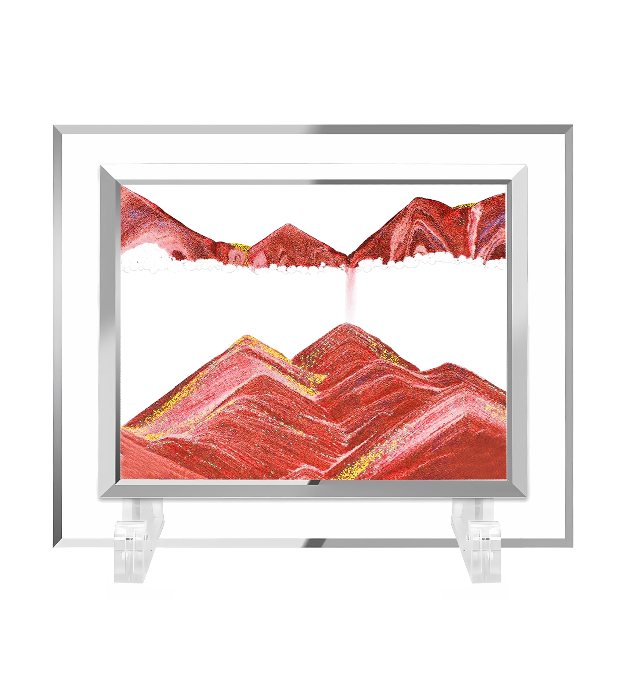 AzureLeap Sandbilder zum Drehen 3D Sandscape - die Sandkunst in Tiefsee Fließende Sandmalerei Sandbild Geschenke Sanduhr Deko Aesthetic für Büro Wohnzimmer Schreibtisch Erwachsene【5 Zoll-ROT】