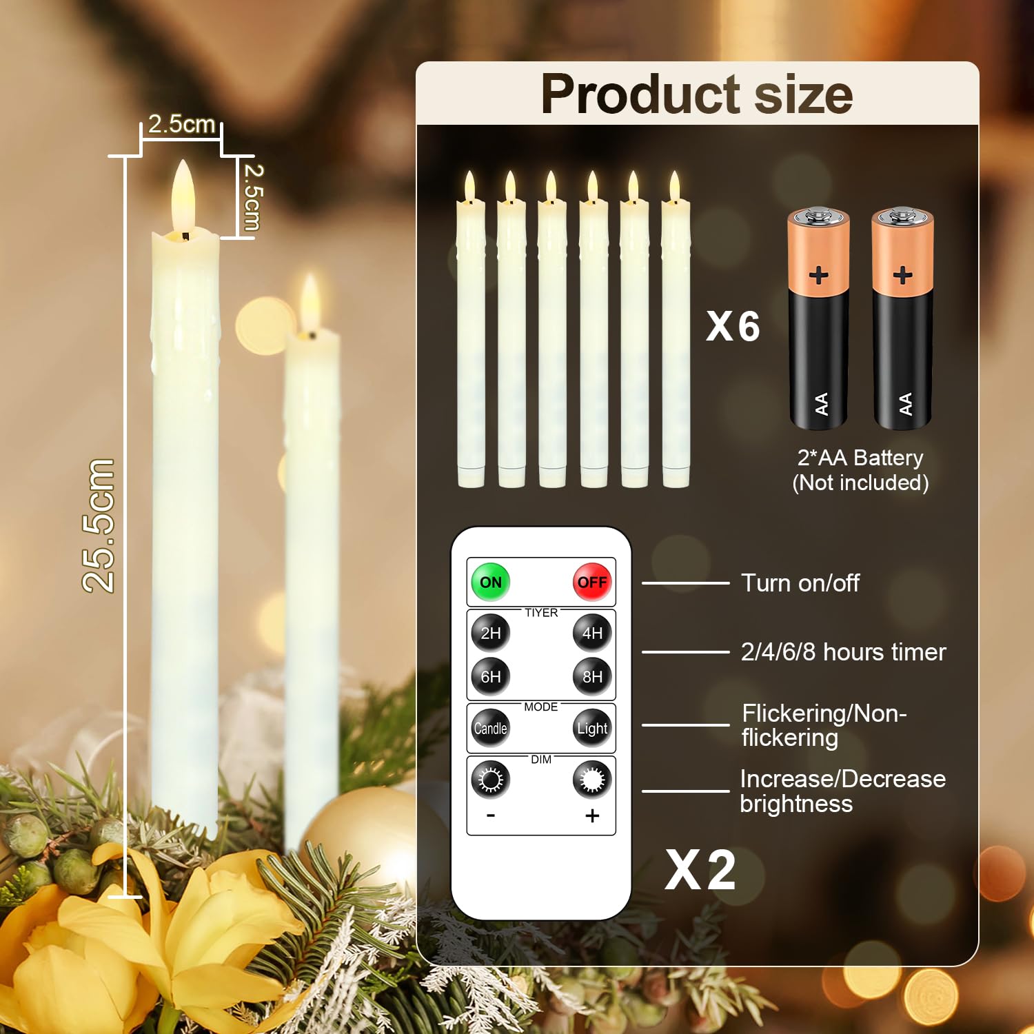 ALED LIGHT Bougies LED Flamme Vacillante Lumière, Bougies à LED Blanc