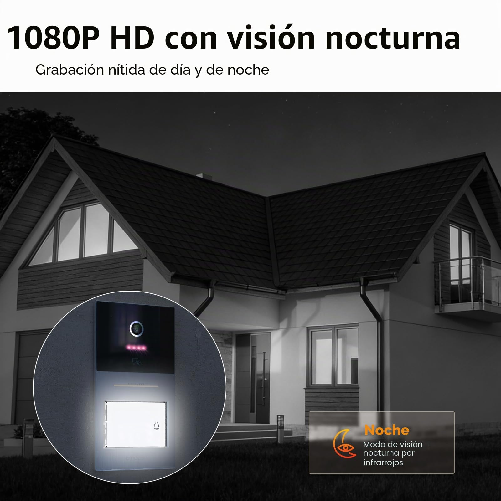 TMEZON Videoportero WiFi 2 Hilos,Timbre Video Sistema Intercomunicador,Pantalla táctil IP de 7",Timbre Metálico de 1080P con Cámara,detección de Movimiento Humano,Desbloqueo por App/Tarjeta RFID