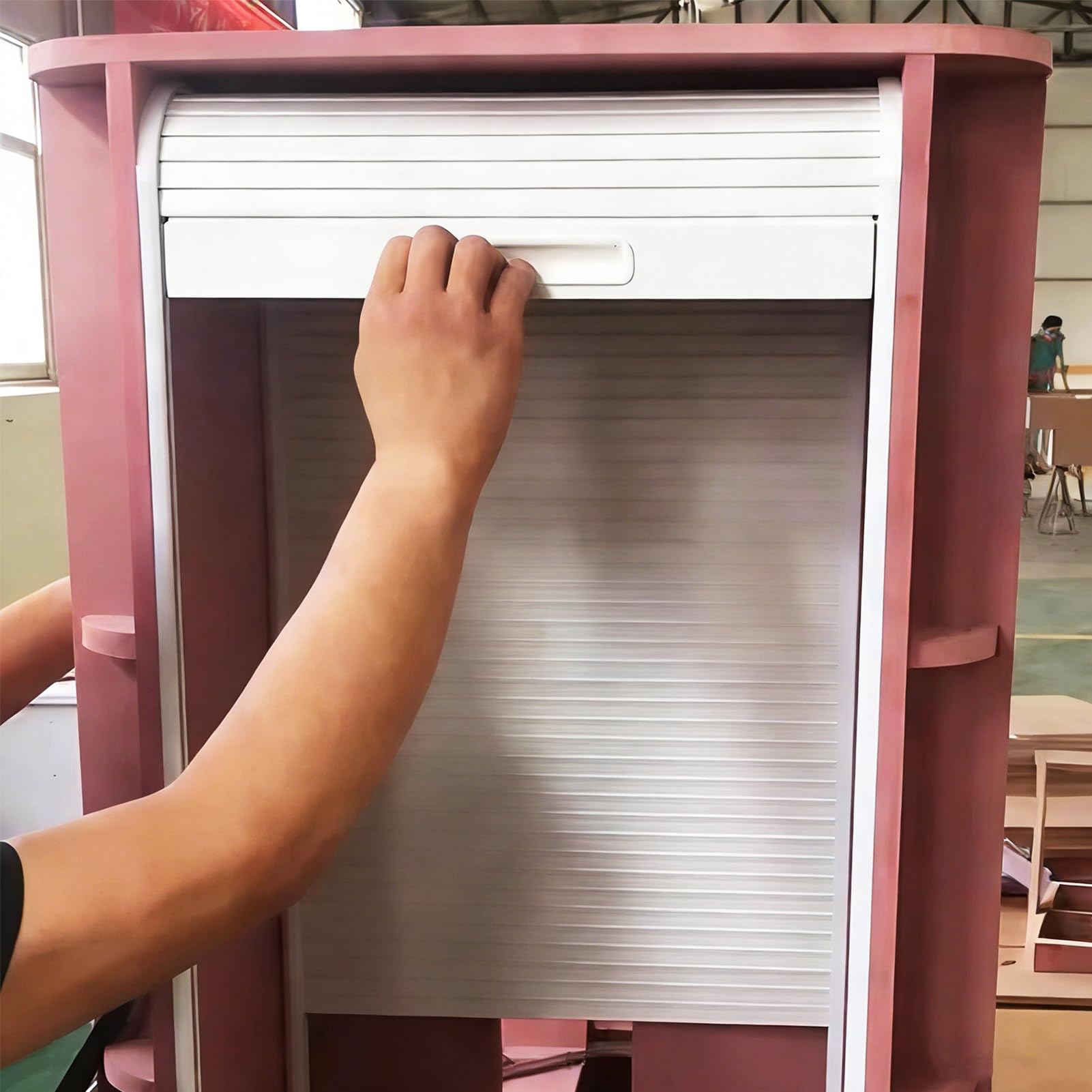 Folding Doors,Retractable Tambour Door Kit for Pantry Cabinet, Space-Saving Roll-Up Sliding Shutter, ABS Wardrobe Cupboard Door (15x18in) - Perfect for Small Spaces.