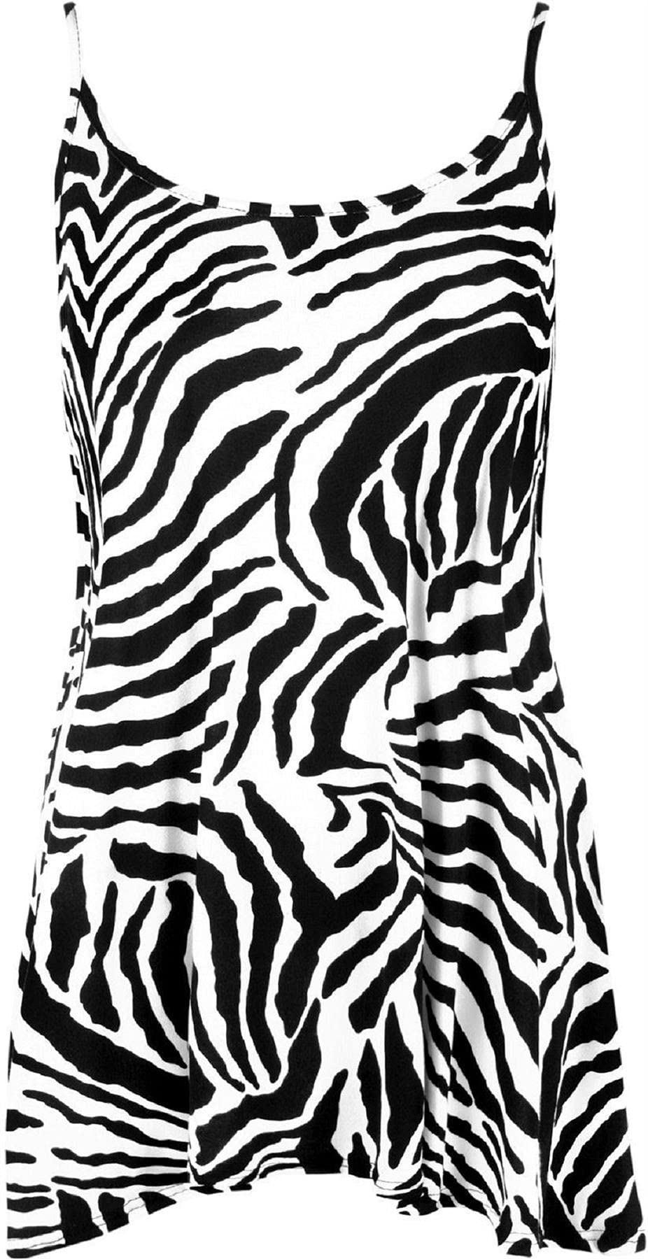 Gostyles Women's Zebra Print Gostyles® Printed Sleeveless Cami Swing Dress, Summer Stretchy Scoop Neck Strappy Flared Tunic Top (, Xl)