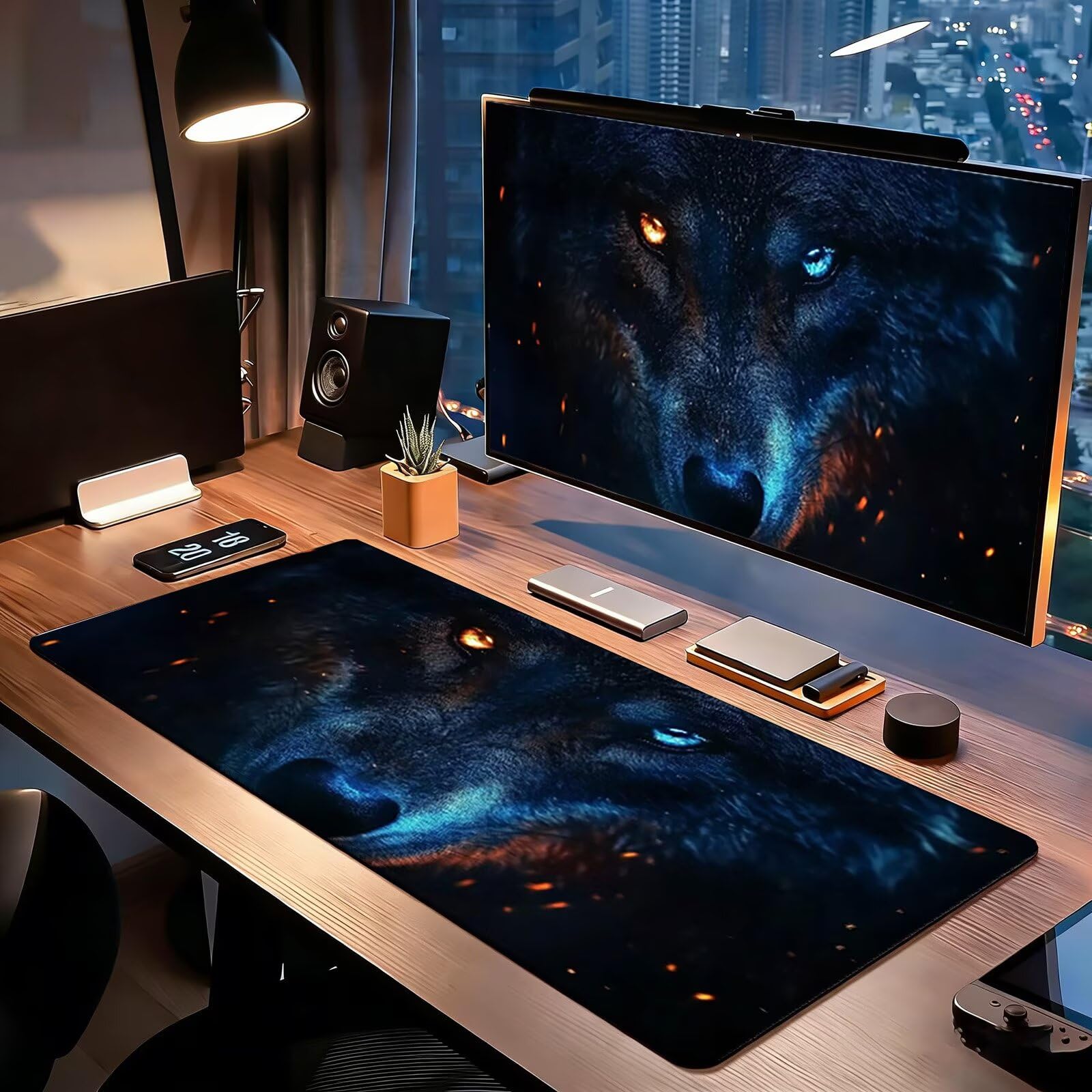 Tappetino Mouse Gaming, 1200x600mm Tappetino Mouse XXL nero 0c0-326 | Mouse Pad Grande, Ottimizzato per i Sensori da Gioco, Migliora Precisione e Velocità, per Mac e PC, lupi (4)