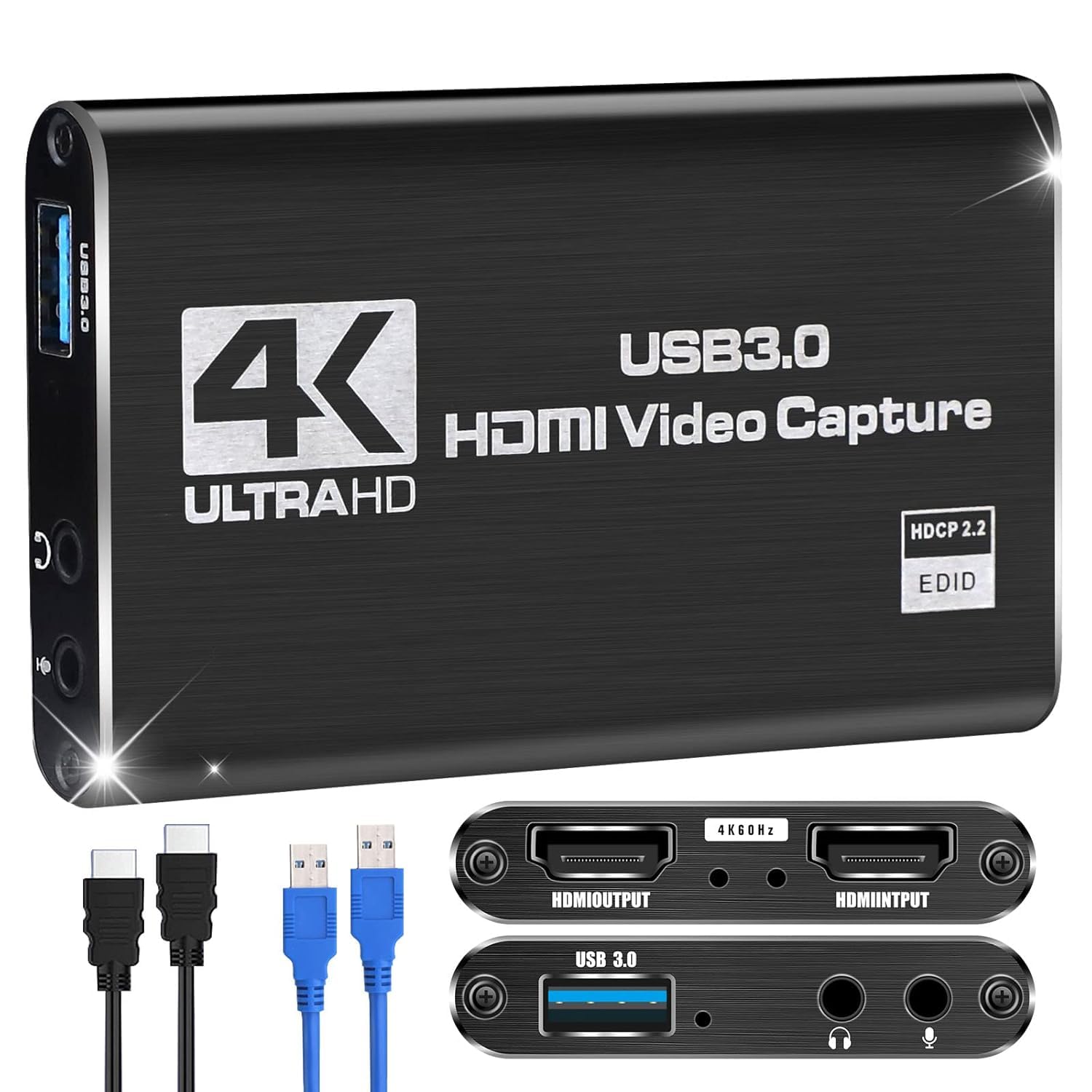 1Goal Capture Card, Video Capture Card 4K 1080P 60FPS, HDMI Capture Card Switch, Game Capture Card USB 3.0 for Live Streaming Video Recording, Screen Capture Device Work with PS4/PC/OBS/DSLR/Camera