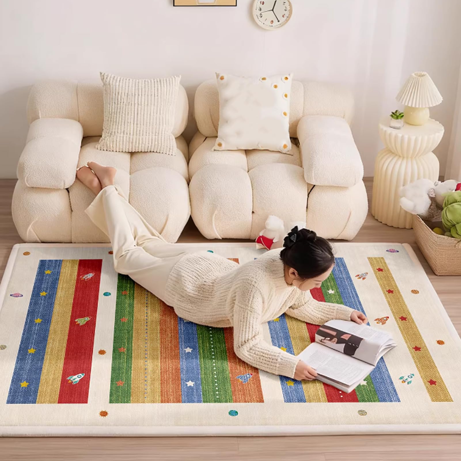 Spielmatte & Krabbelmatte Baby Faltbar 100 x 240 cm, Baby Krabbelmatte Große Spielmatte mit Schaumfüllung, Krabbelmatte Baby Faltbar, Dicke rutschfest Waschbar Wohnzimmer-Bodenmatte für Kinderzimmer