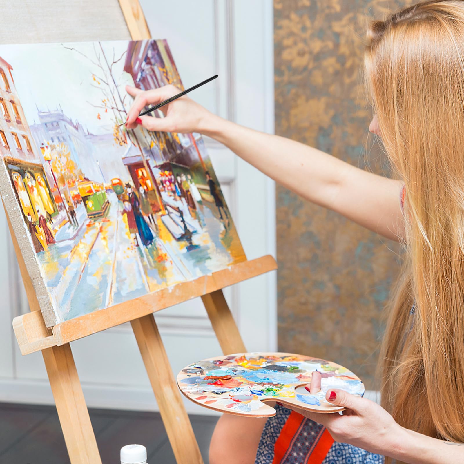 Kolinsky Sable - Pinceles de pintura en miniatura de arce dorado, 7 unidades, pinceles secos para acuarela acrílica, juego de pinceles pequeños para pintura de detalles finos (negro)