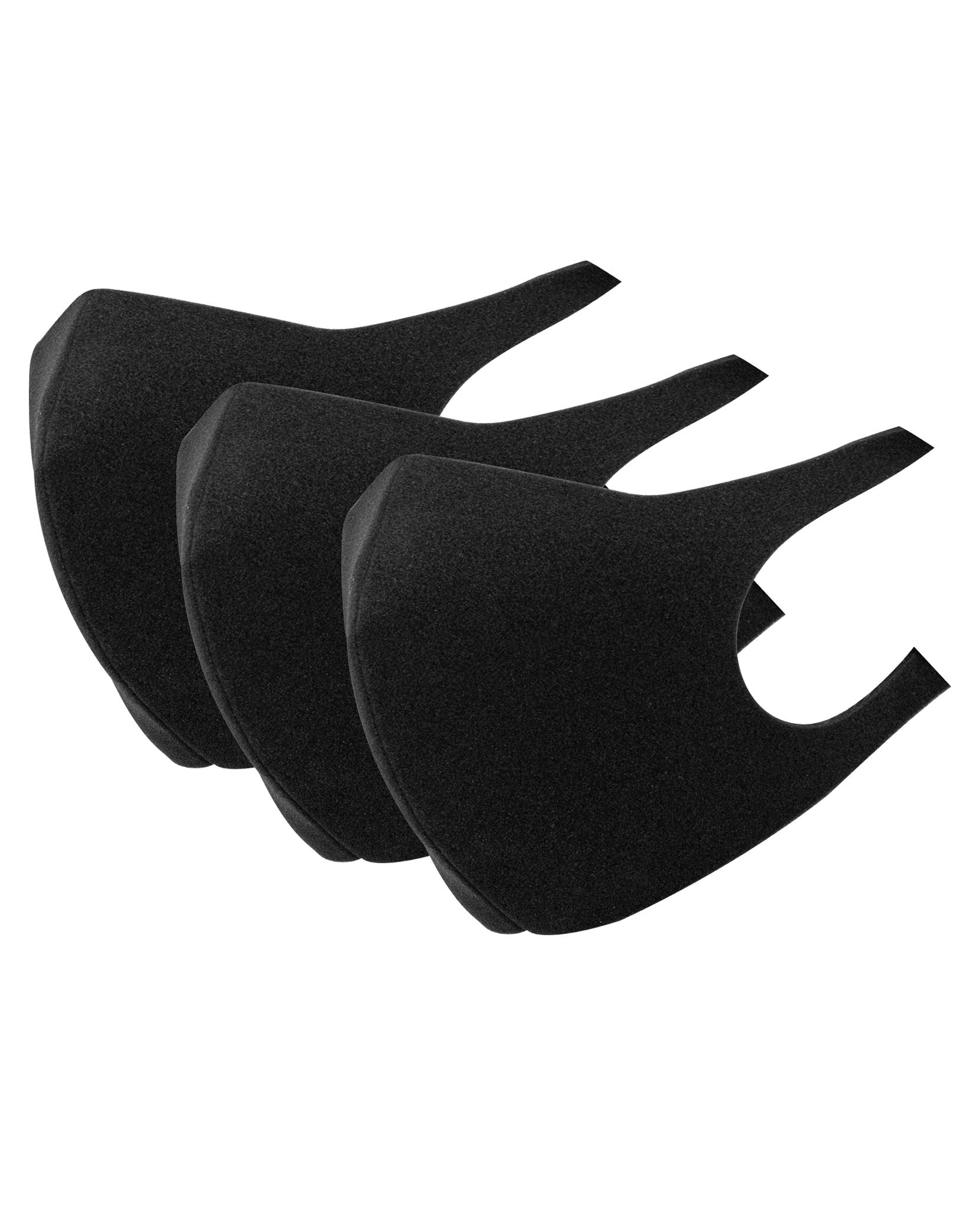 Take Cover Three Foam Face Masks Washable and Reusable, Black, One Size