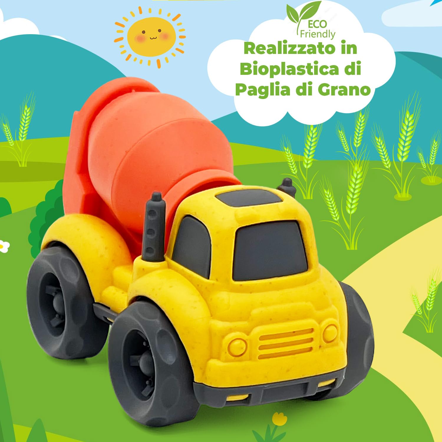Camion e Macchinine 2-Pacco per Bambini 1-3 Anni, Mezzi da Cantiere Giocattoli e Giochi da Spiaggia - Regalo Maschio