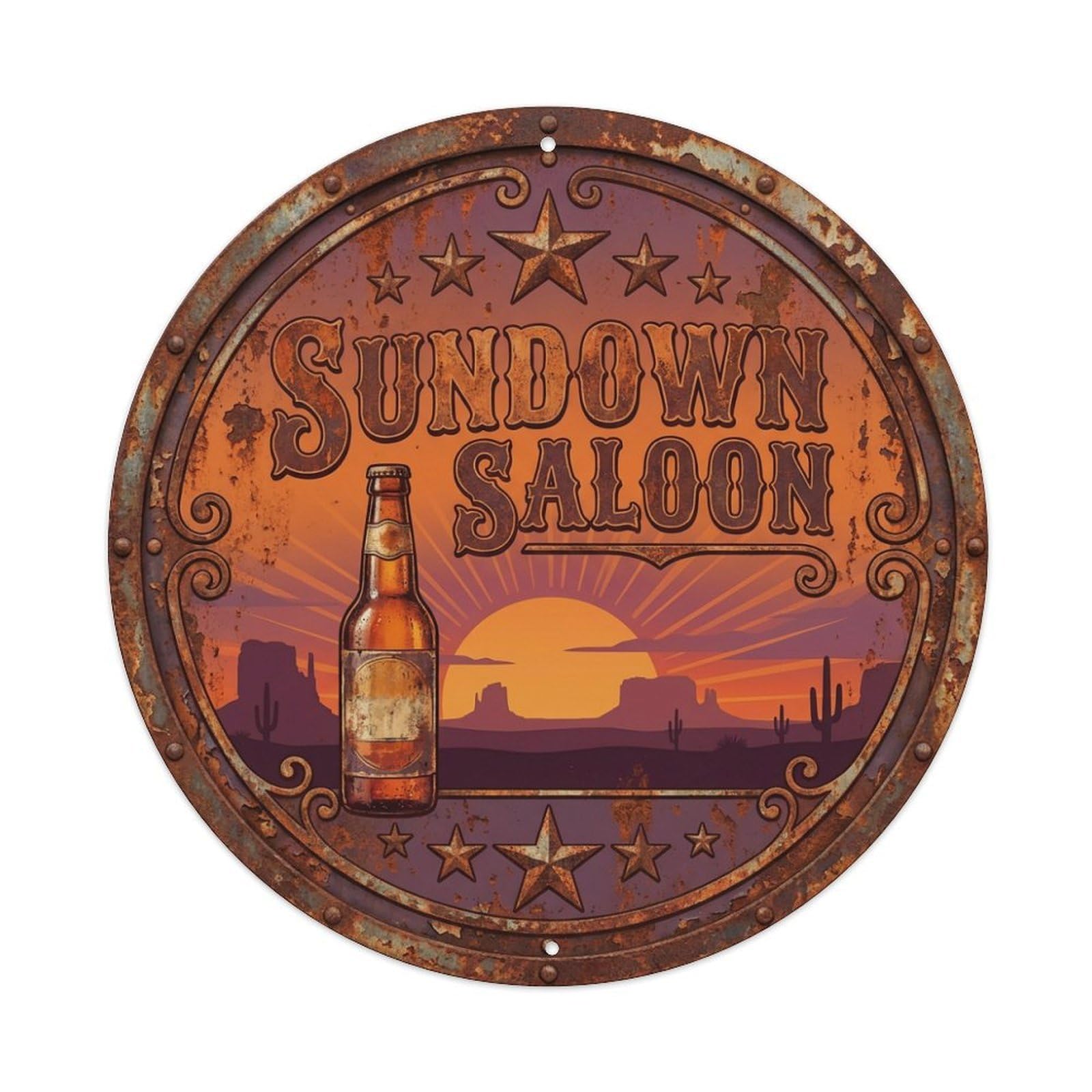 Vintage Beer Western Cowboy Sundown Saloon Retro Bar for Metal Tin Sign