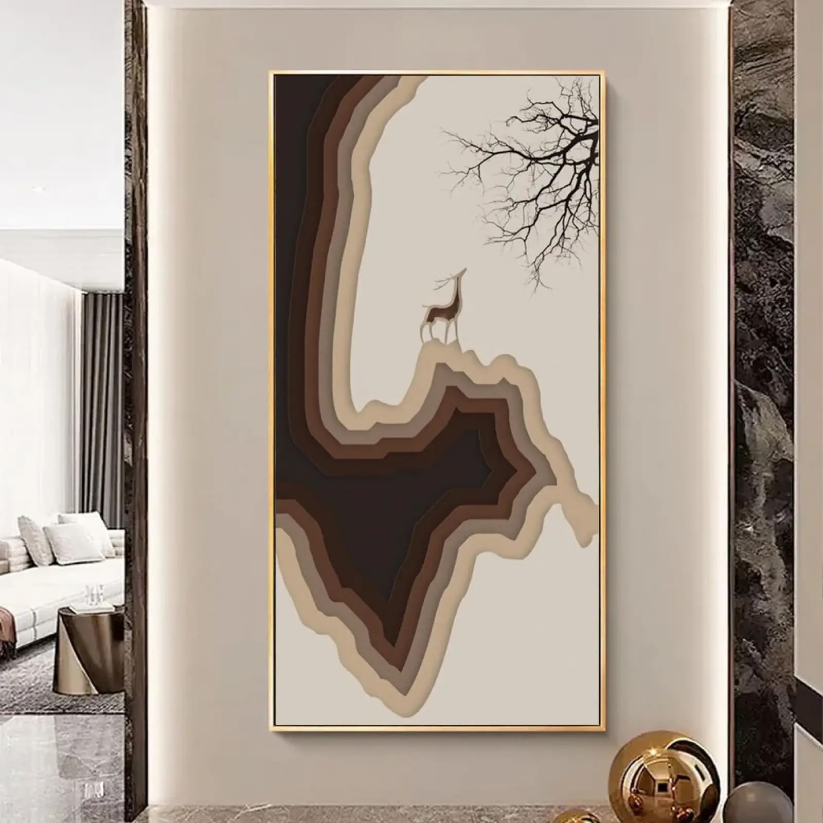 Affiche cerf brun sur toile de haute qualité avec cadre - 8