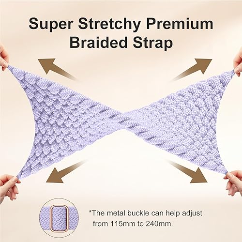 Vista 53 de Maledan Banda elástica trenzada compatible con Fitbit Sense/Versa 3/4 y Sense 2, correa elástica suave para reloj inteligente, accesorio