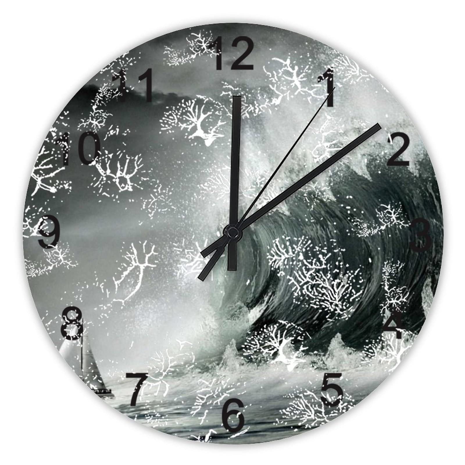 Horloge murale décoration de cuisine et salon grand modèle 40,6 cm au thème marin