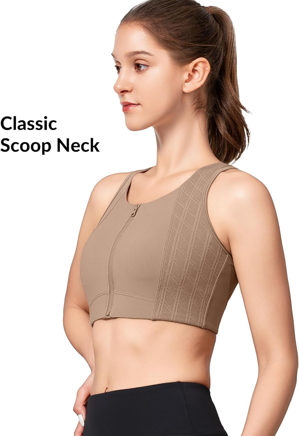 Yvette High Impact Sports Bras for Women Zip Front Racerback Supportive Bras for Large Bust - Image 3