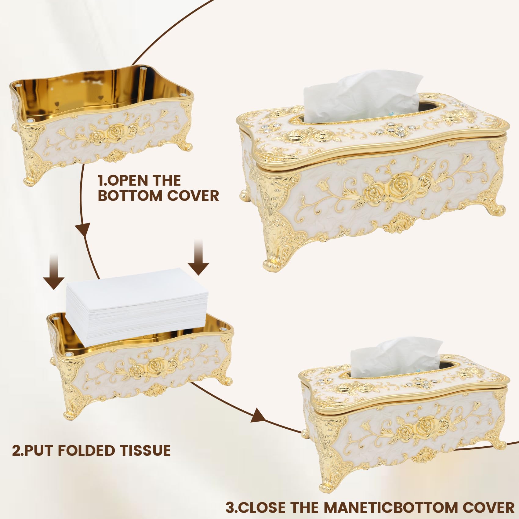 Geesatis Tissue Box Cover, Rectangle Tissue Box Holder,9" L x 5" W x 3.7" H 1