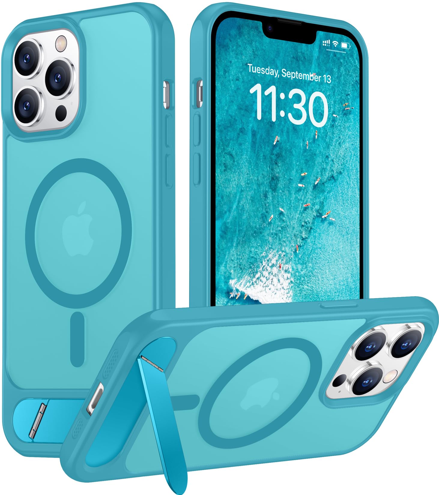 Temdan Magnetic Compatible with iPhone 13 Pro Max Case, [Built-in Invisible Kickstand][Compatible with MagSafe] [Military Grade Shockproof] Slim Translucent Matte Phone Case for iPhone 13 Pro Max 6.7"