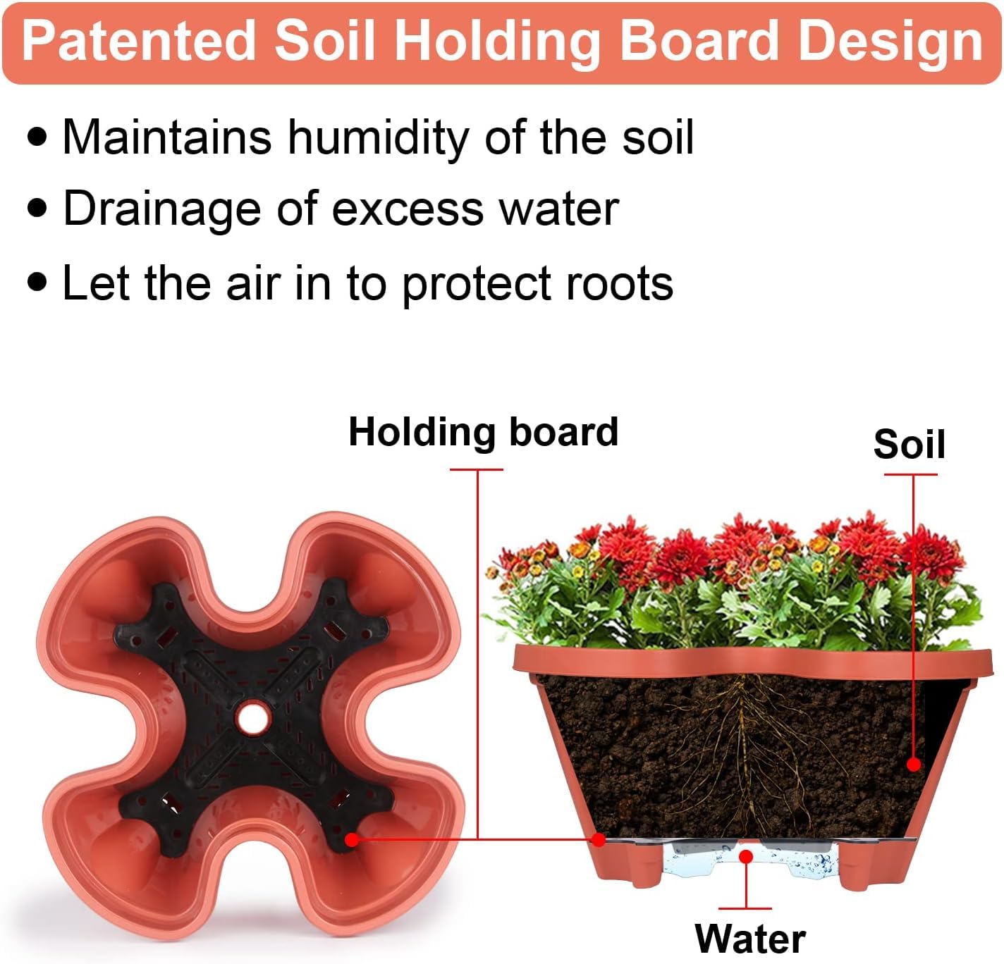 Jardinière empilable, Tour de Jardin Verticale, Ensemble de jardinières Verticales pour Fraises, Herbes, Fleurs (Terracotta, 4 Niveaux)