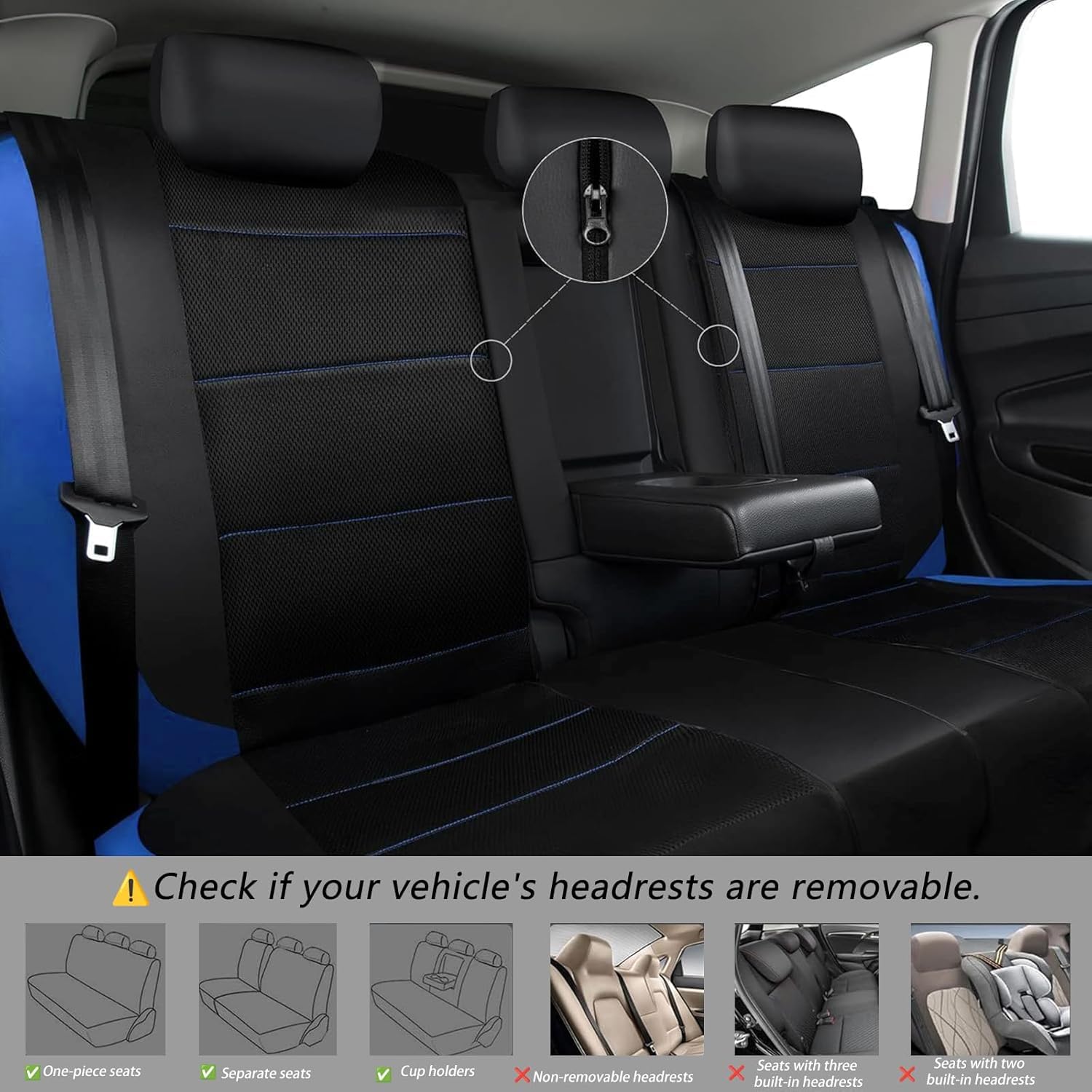 Fundas Asientos Coche Cuero para Citroen C3 c3 Aircross SUV Live/Feel/Feel Pack/C-Series/Shine, All Weather Front Rear Cushion Cover Automotive Protectors Juegos Cubreasientos,Blue