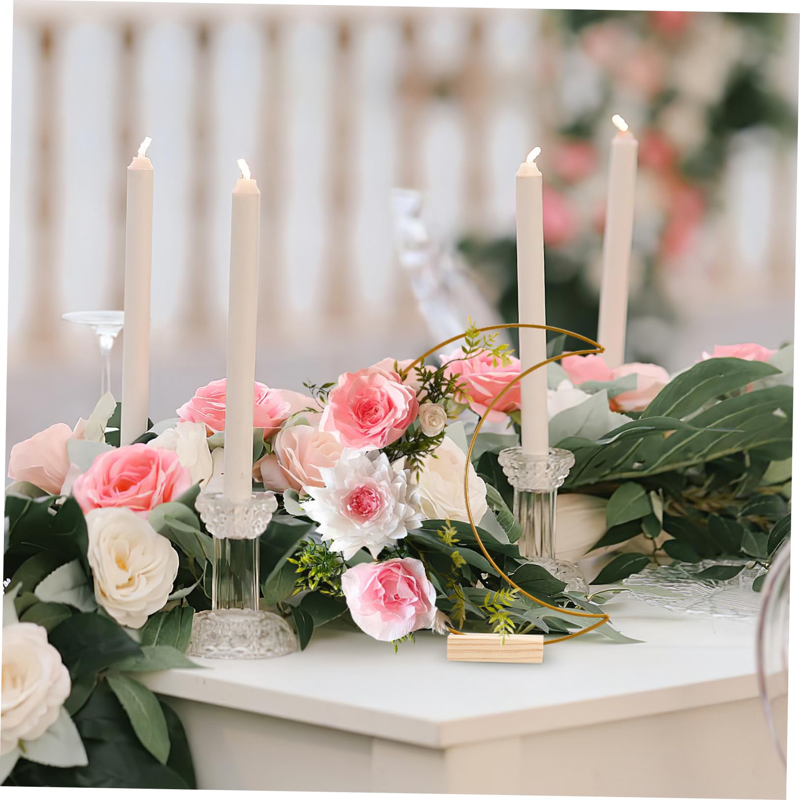 Selbstgemacht Blumenreifenringe 10 Stück aus Eisen und Holz mit Sockel