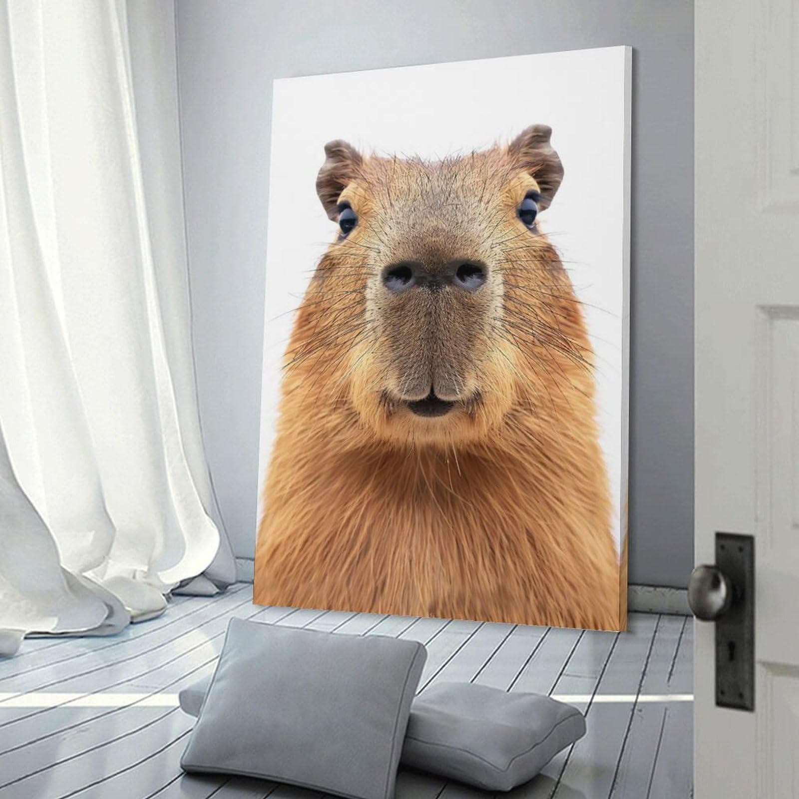 Junmoney Wall Picture Print Capybara Face, 24x36inch(60x90cm), for Entrance Walls, Hall Decor Or Foyers, A Neat Decor Update for Hallways