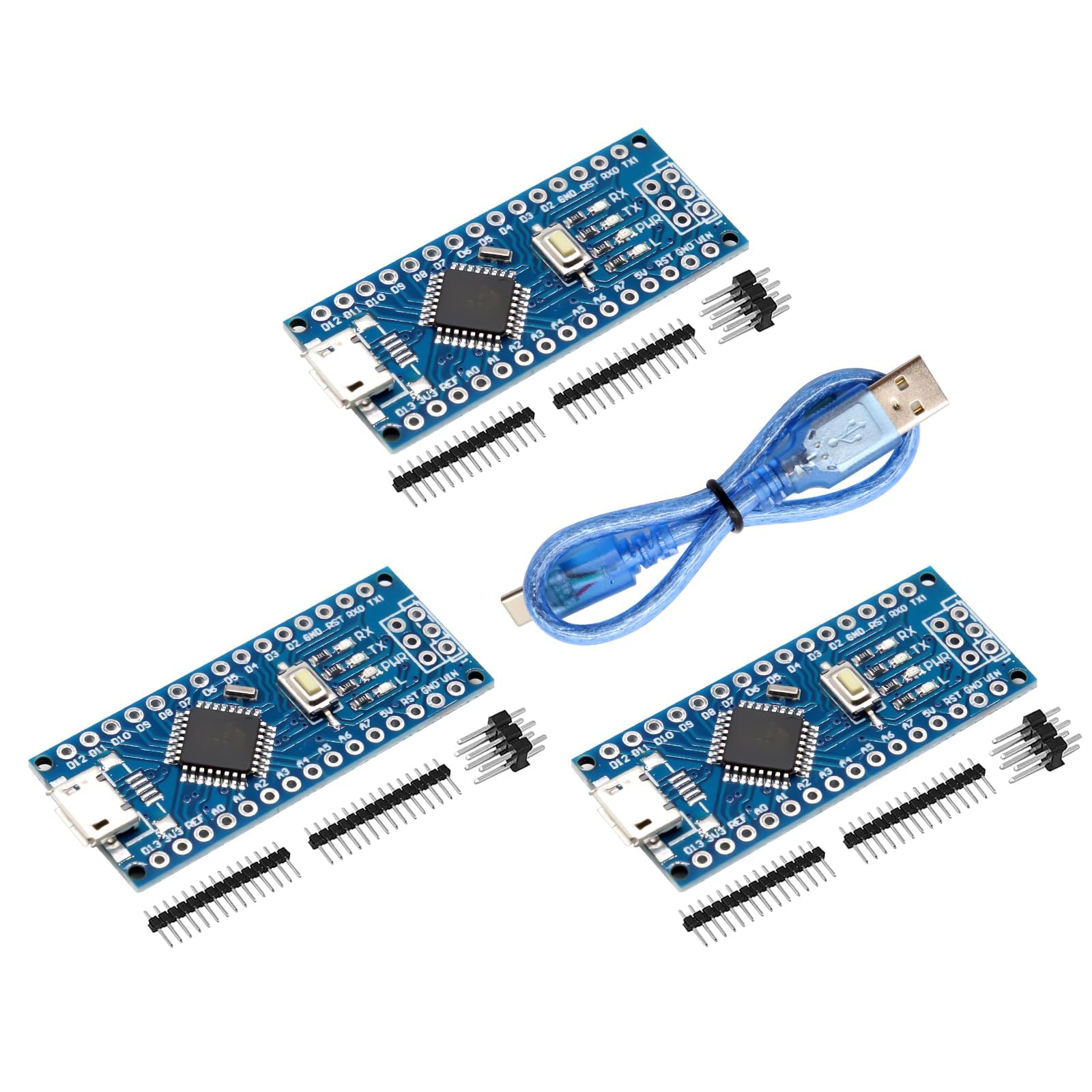 AYWHP 3PCS Nano V3.0 Board With Cable, ATmega328P, CH340G Chip 5V 16M, Microcontroller Compatible With Arduino (Micro USB Port)