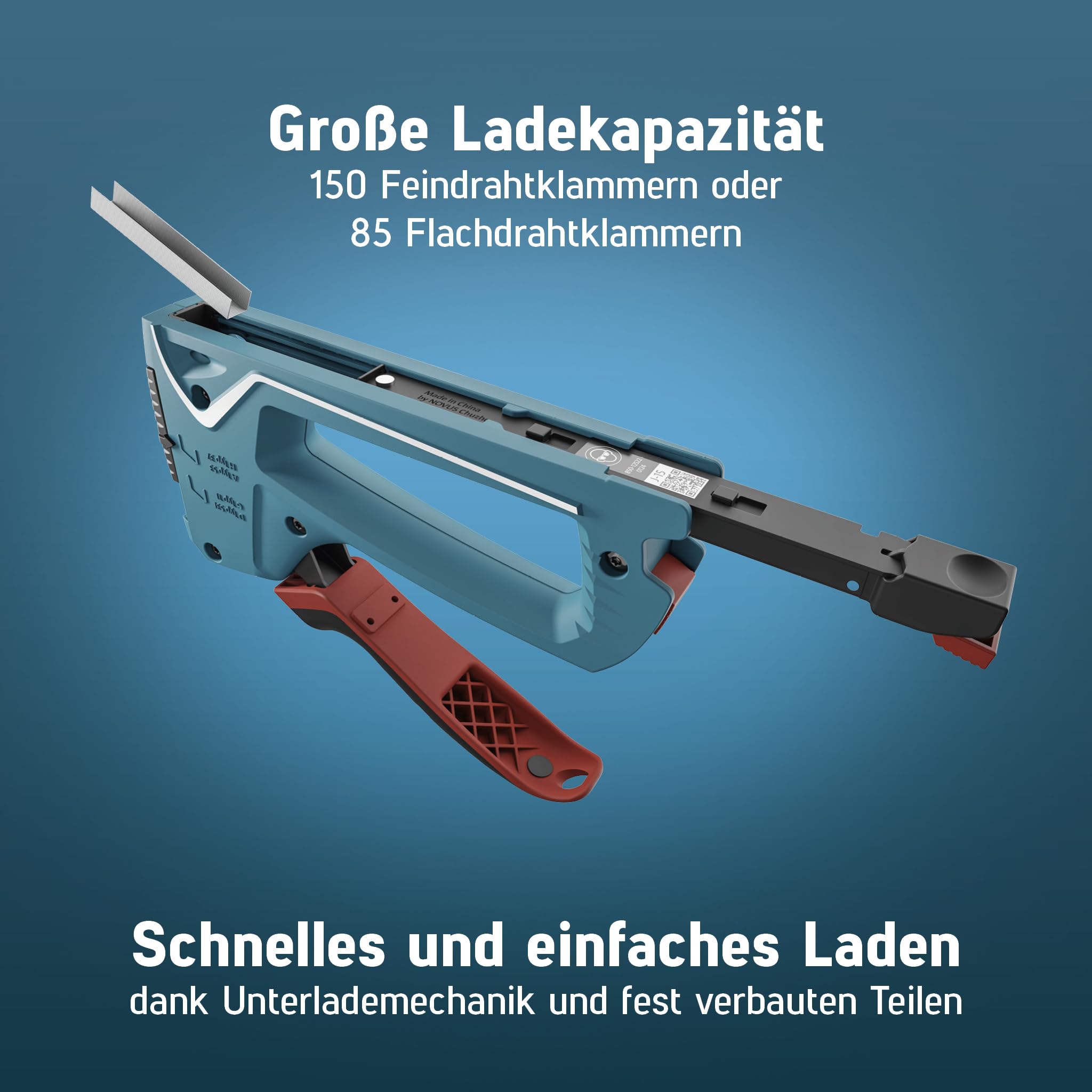 NOVUS TOOLS Handtacker J-15 Set mit 1800 Klammern │ 2-in-1 Tacker für Holz, Stoffe und Folien mit ABS-Kunststoffgehäuse │ Für Feindraht- und Flachdrahtklammern von 4 bis 10 mm