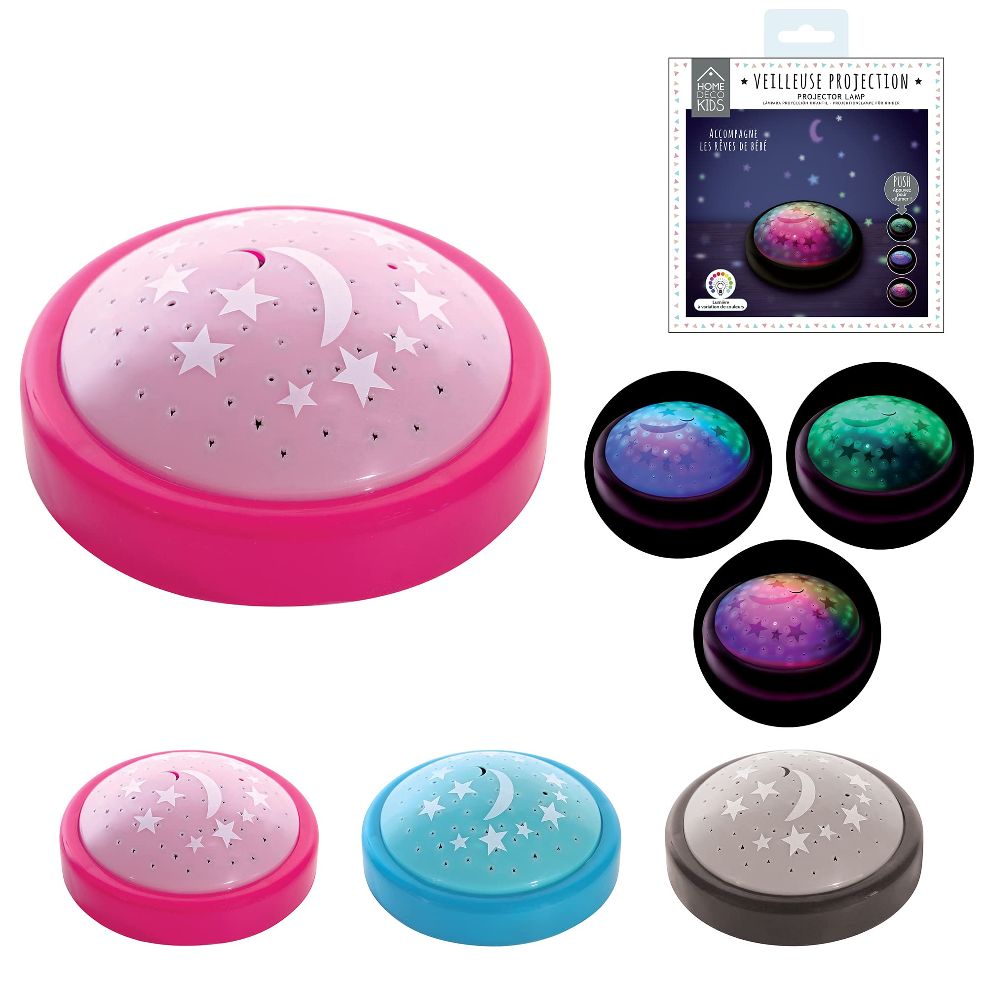 HOME DECO STAR PROJECTION NIGHT LIGHT, ROSE GRIS BLEU, LA9590
