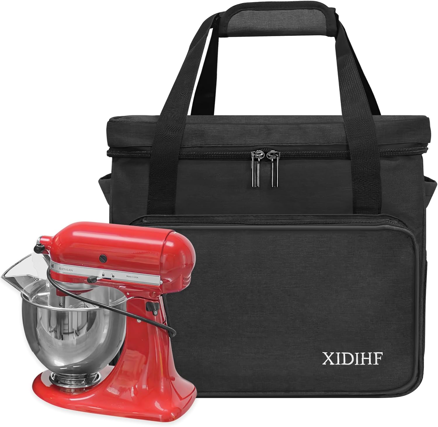 Stand Mixer Carrying Case Compatible with KitchenAid 6–8 Qt Mixers, Durable Storage Bag with Extra Accessory Pockets – Black