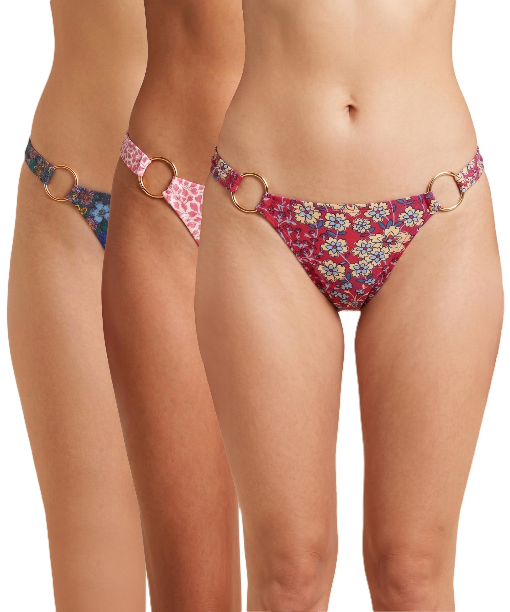 selfcare Women Thong Panties|Cotton Lycra|Floral Print|Mid Rise|2 Side Metal Ring|P3-picture-34