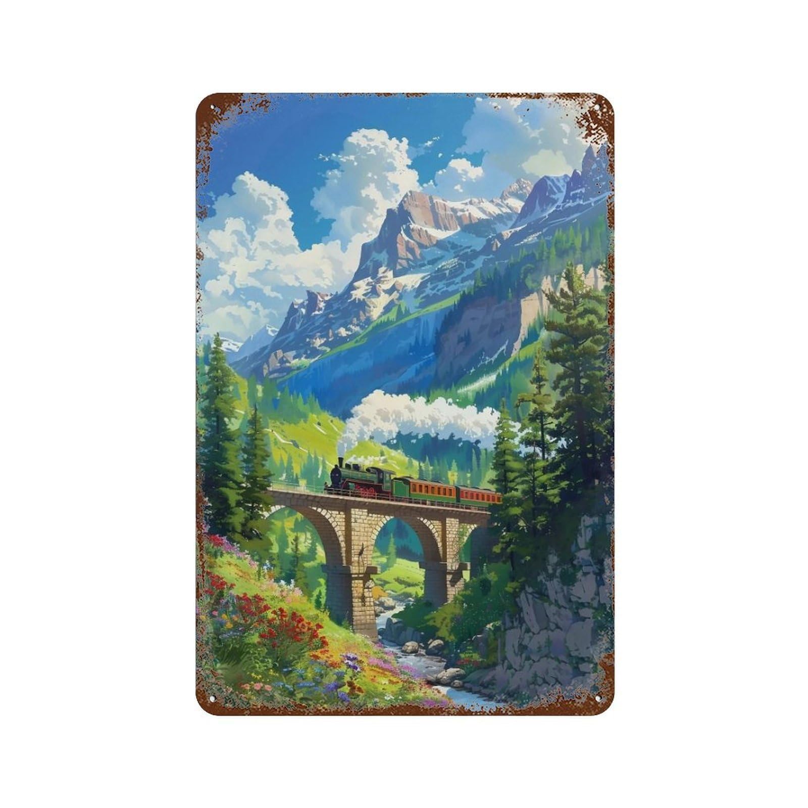 HDURYEYRYY Alpine Steam Journey 04 Wall Retro Iron Vintage Art Metal Tin Sign Poster Modern Home Cofffee Club Art Bar Shop Decor 30x20cm