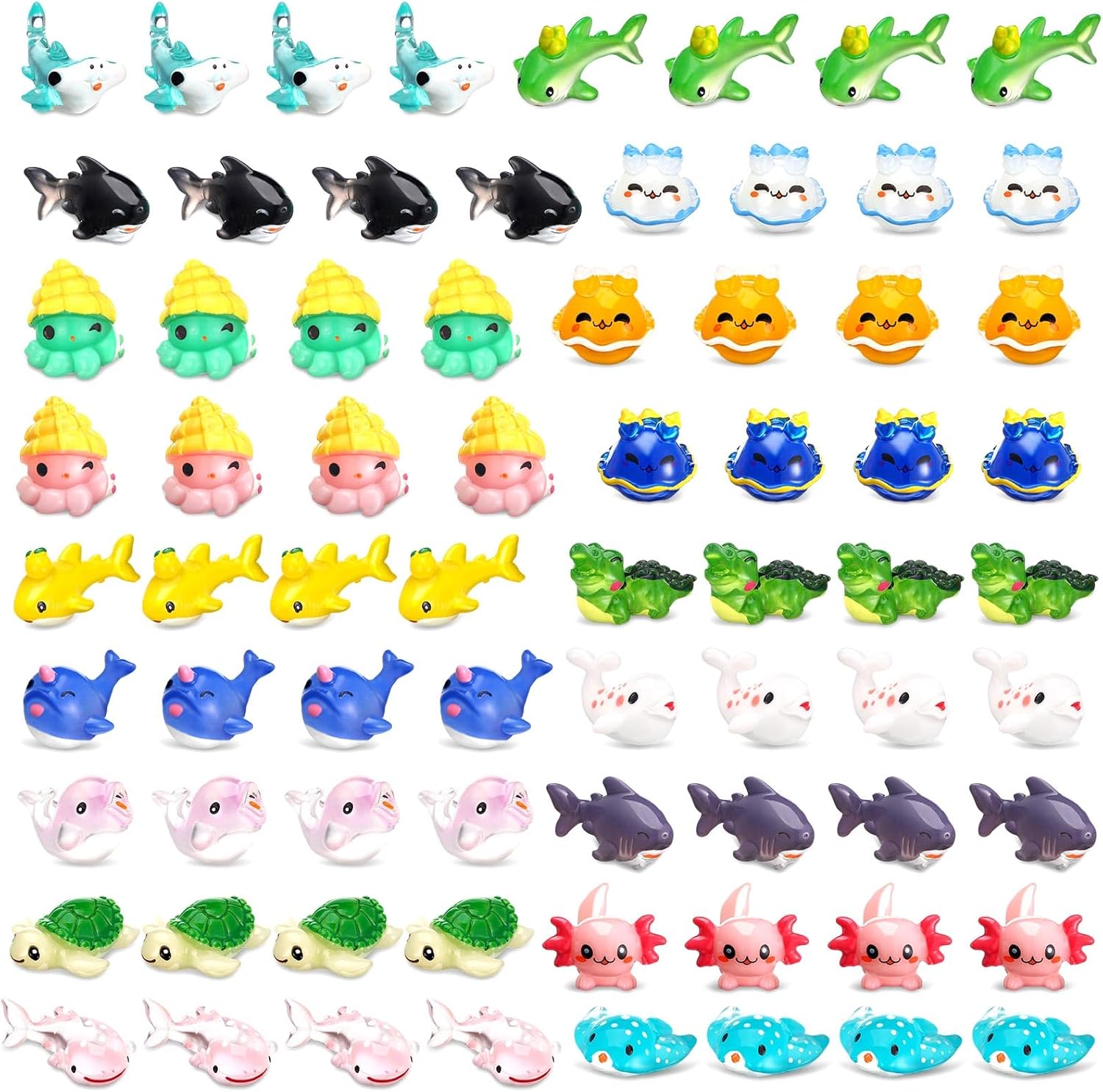 BBTO 36 Pcs Resin Ocean Animal Figurines Ornaments Miniature Ocean Animals Mini Resin Figures Aquarium Ornaments Charms for Fish Tank Decorations Birthday Party Favor Fairy Garden Accessories Gift