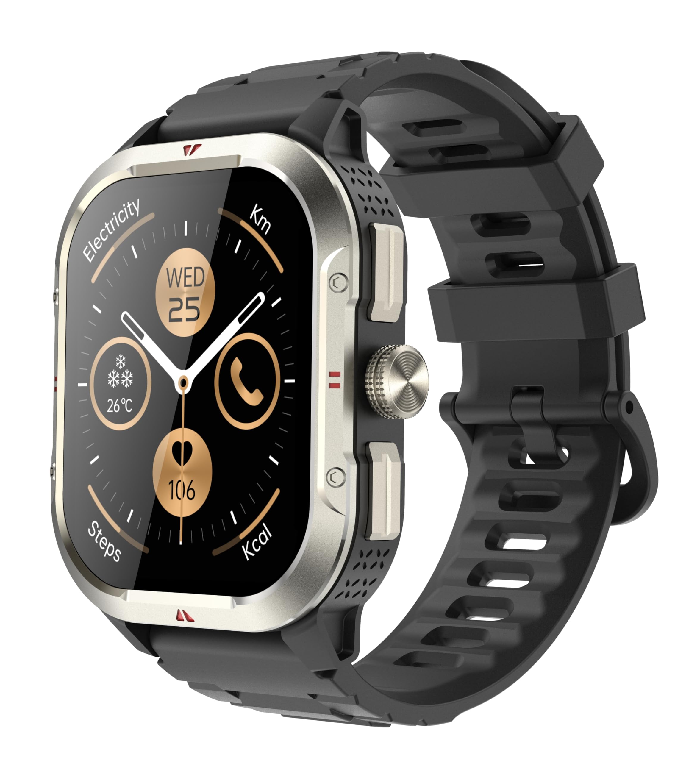 Smartwatch Uomo GPS, 2.06" AMOLED Militari Orologio Smartwatch con Chiamate Bluetooth, Militari Smart Watch con Sonno/Cardiofrequenzimetro/Torcia/Bussola, 110+ Sportive Fitness Tracker per Android iOS