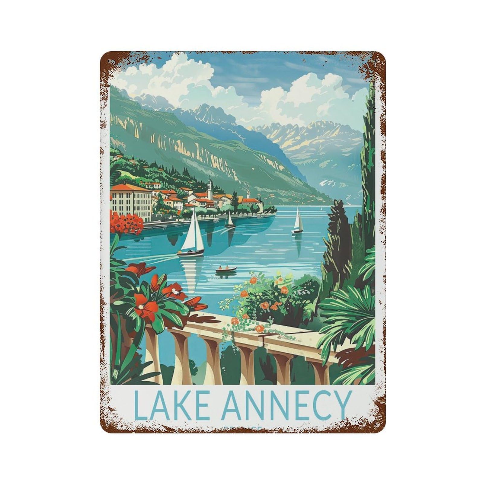 xiaoxiaoshen Lake Annecy France Coast Travel City Personalised Gifts, Wedding (2) Wall Decor Art Metal Tin Poster Modern Home Decor Art Home Bar Shop Decorations Vintage Sign 40x30cm