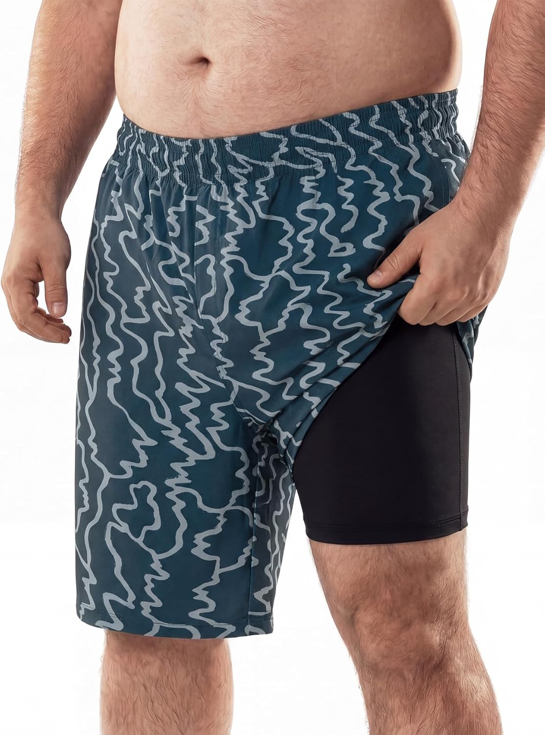 BRISIRA Big and Tall Swim Trunks for Men Compression Liner Bathing Suit Board Shorts Swimsuit Swim Short Quick Dry L-6XL