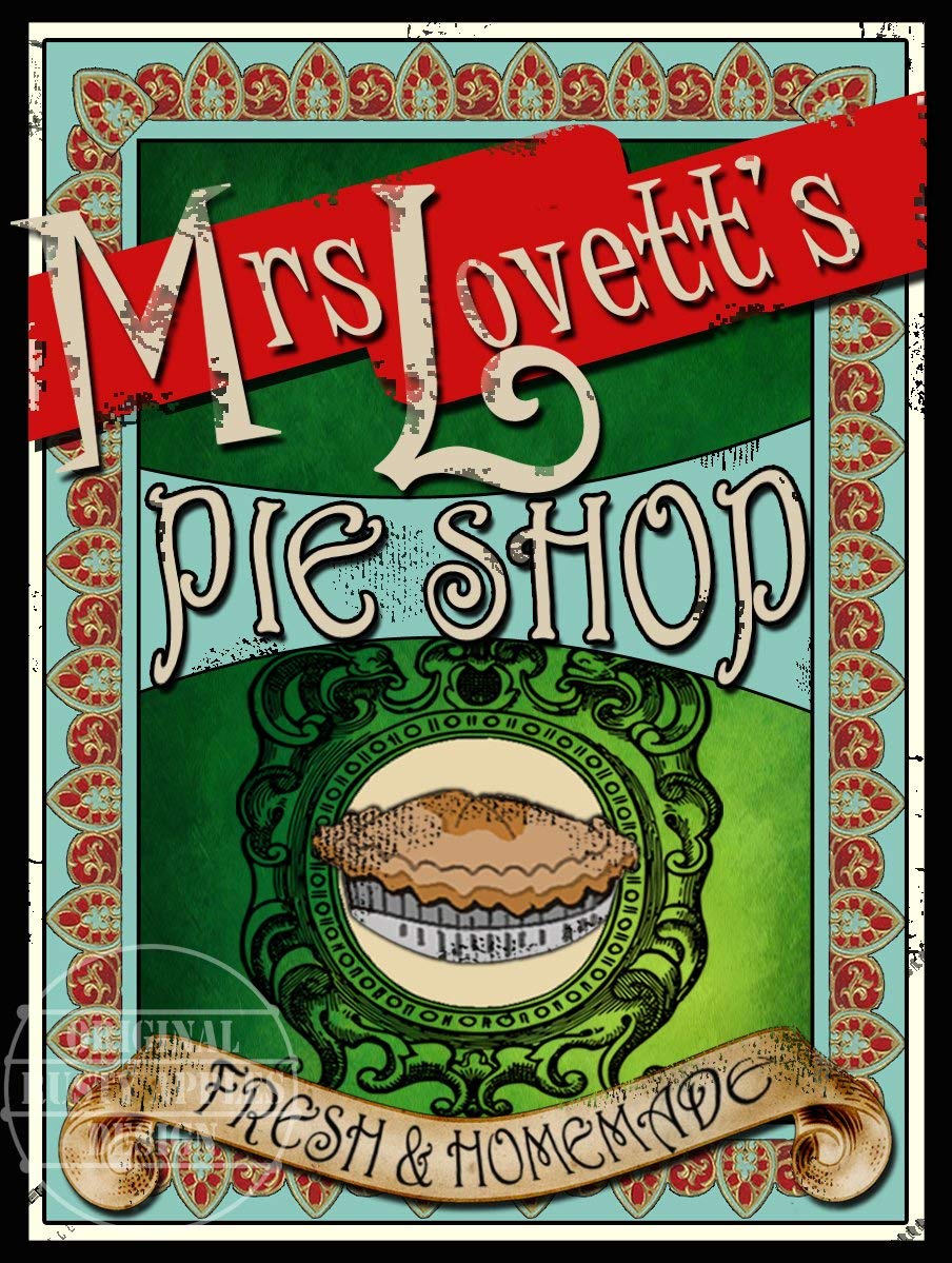 The Rusty Apples Metal Sign Co Sweeney Todd Mrs Lovetts Pie Shop - Victorian Poster – Vintage Style - Metal Sign – 3 Sizes To Choose – Home Decor – Unique Gift