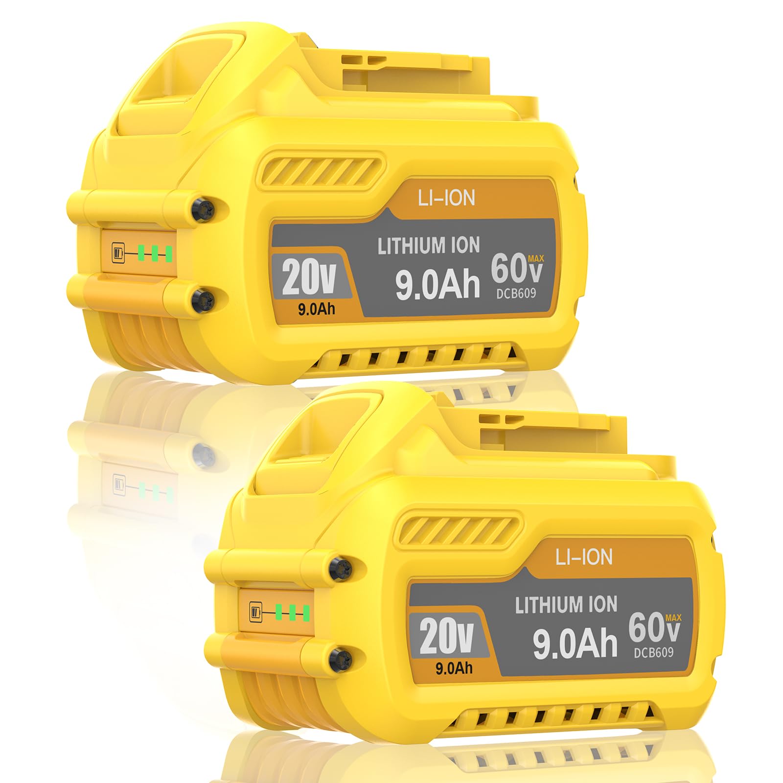 9.0Ah Replacement for Dewalt 20V 60V Flexvolt Battery Compatible with Dewalt 20 60 Volt Max Battery DCB609 DCB606 DCB612 DCB200 DCB201 DCB203 DCB204 DCB206 DCB207 DCB209 Cordless Power Tools, 2Pack