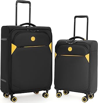 Verage Cambridge Lightweight 2 Piece Luggage Sets,Softside Expandable Spinner Wheel Suitcase,Black,2-Piece Set(20/24)