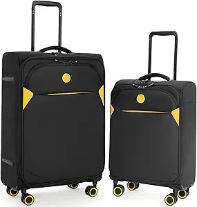 Verage Cambridge Lightweight 2 Piece Luggage Sets,Softside Expandable Spinner Wheel Suitcase,Black,2-Piece Set(20/24)