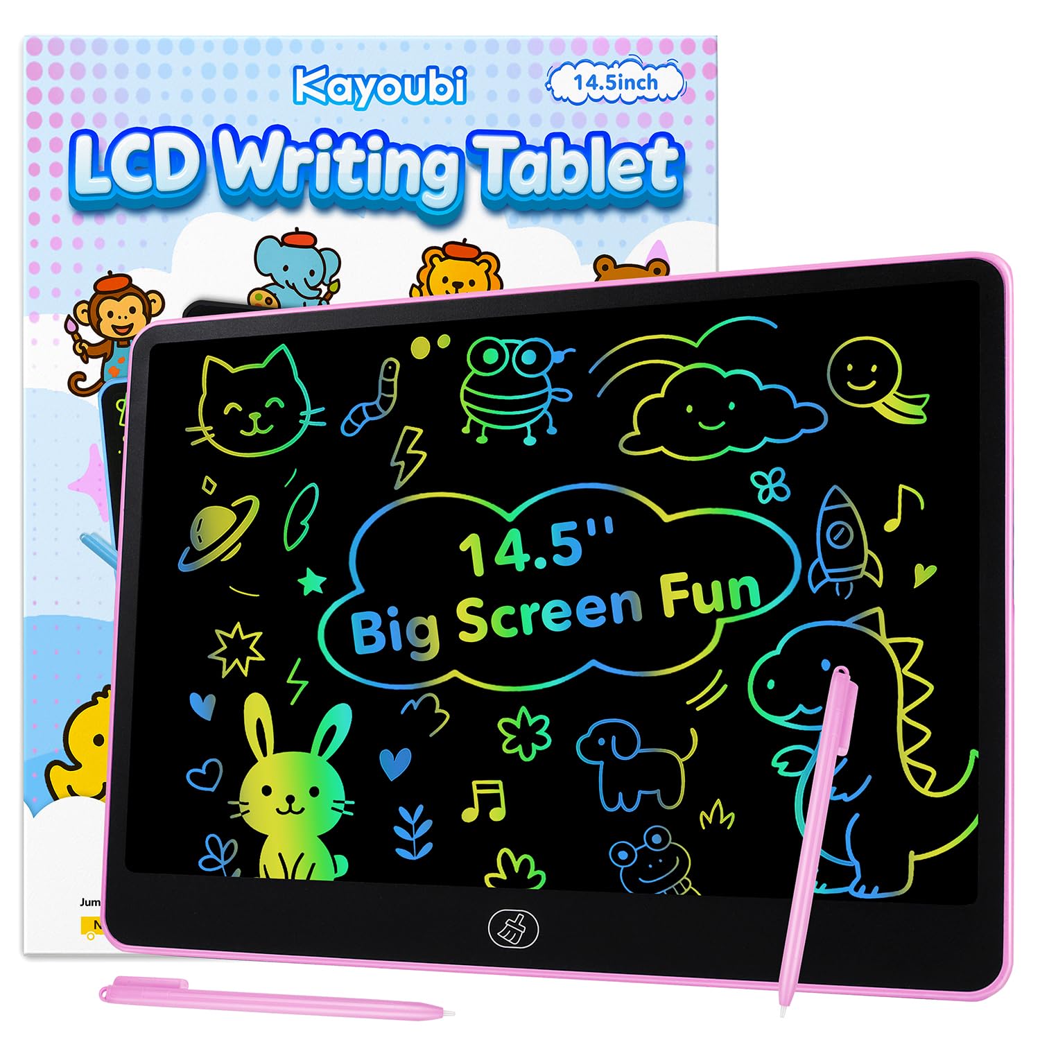 Kayoubi LCD Writing Tablet for Kids, 14.5 Inch Large Drawing Board, Pink