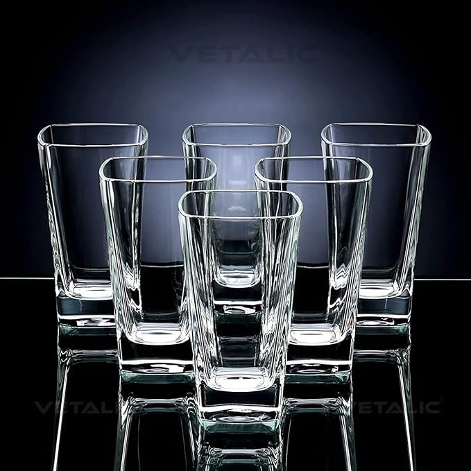KWER Square Fiber Glass Set for Water, Plastic Glass Set, Drinking Juice/Water Glasses,Unbreakable Glass Set (Glasses Set of 6, 300ml,Square) at Rs. 199