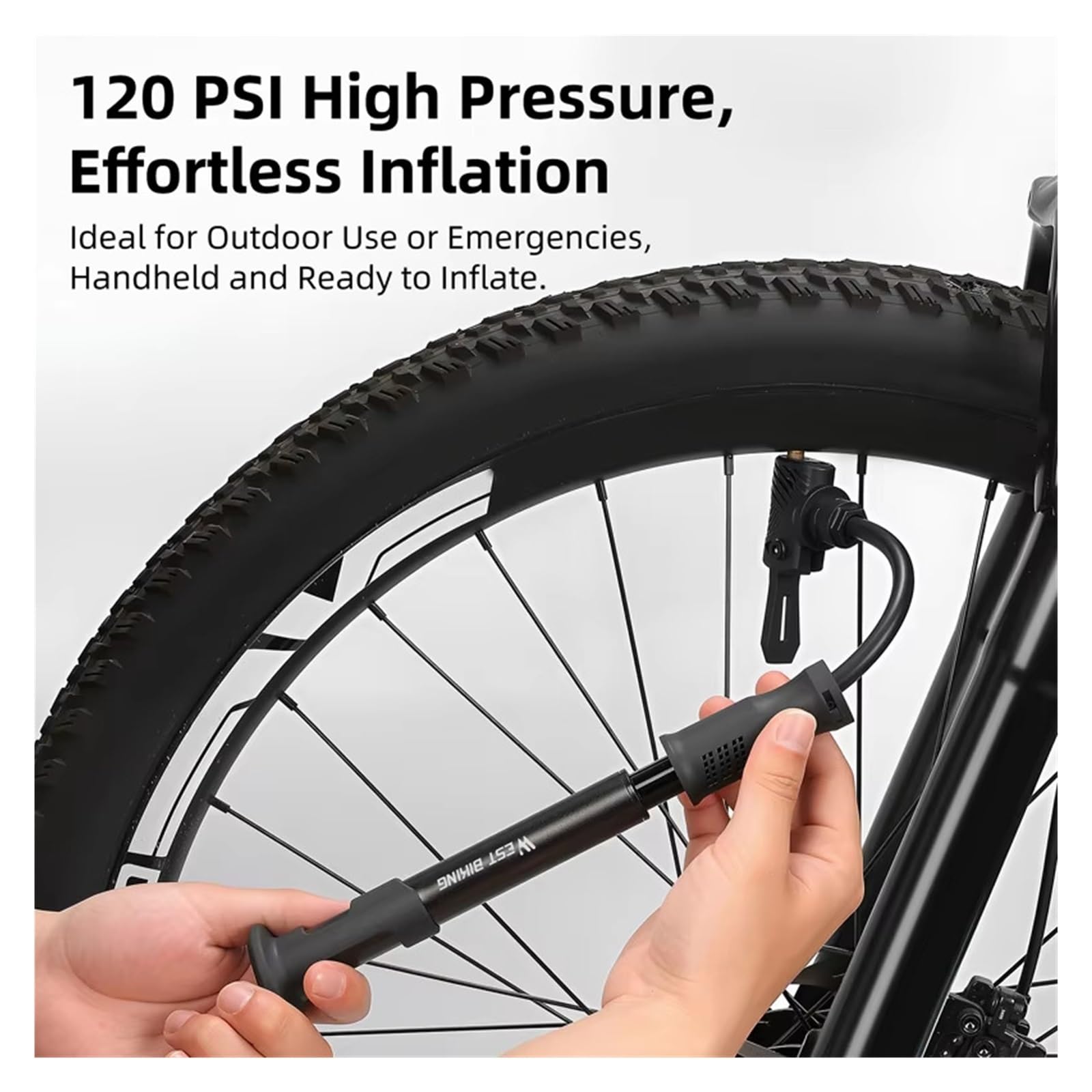 1 Stück 120 PSI leichte tragbare Fahrradpumpe mit Ratschen-Multifunktionswerkzeug, Reifenfüller passend for Schrader und Presta for die Notfallreparatur beim Radfahren(Multi-Tool Set)