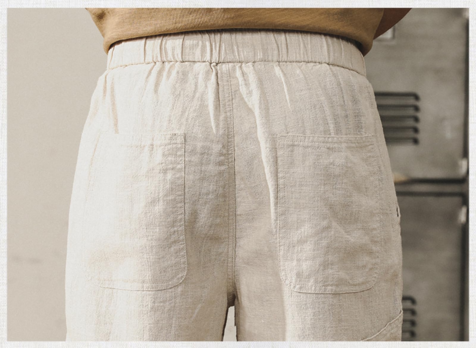 Pantaloni casual di lino da uomo Elastico in vita Coulisse Loose Fit Estate Vacanze Pantaloni da spiaggia