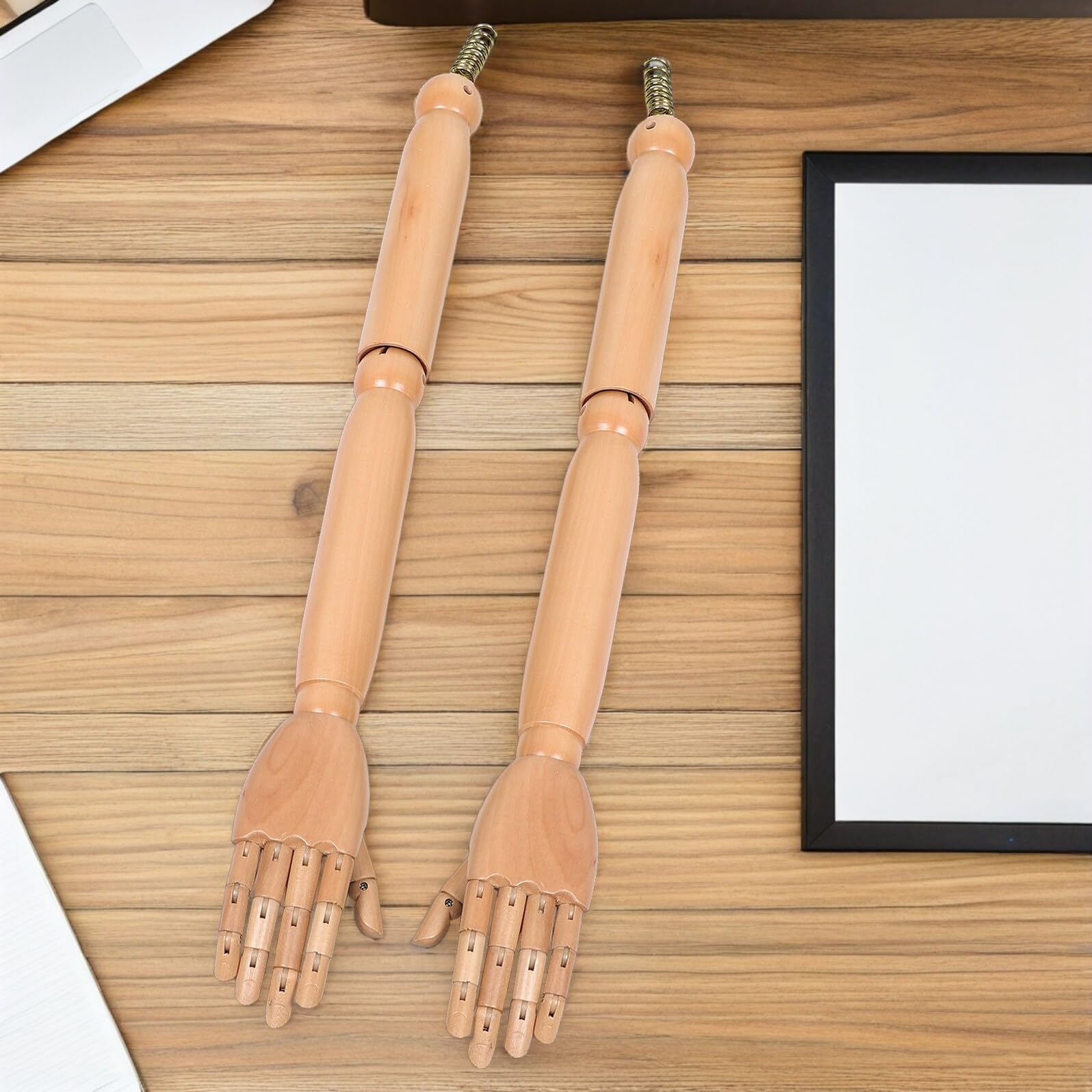Accesorio para Títeres de Maniquí 1 Par de Brazos Articulados de Madera | Beige, Juntas Móviles con Posición Flexible, para Muñeco y Exhibición, Piezas de Repuesto