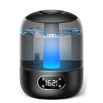 Dreo 3L Umidificatore Ambiente Bambini Silenzioso 26dB, Ultrasuoni Nebbia Fresca, Ugello 360°, 30h Autonomia, Diffusore Oli Essenziali, Luce Ambientale, per Casa e Piante, Nero