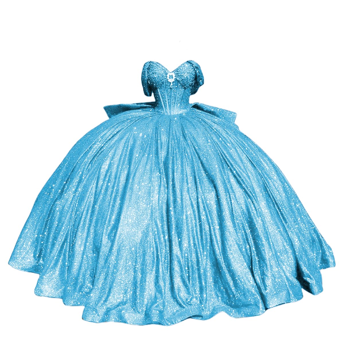 Sparkly Beaded Quinceanera Dresses with Train Off Shoulder Sweet 16 Dresses Puffy Tulle Ball Gown