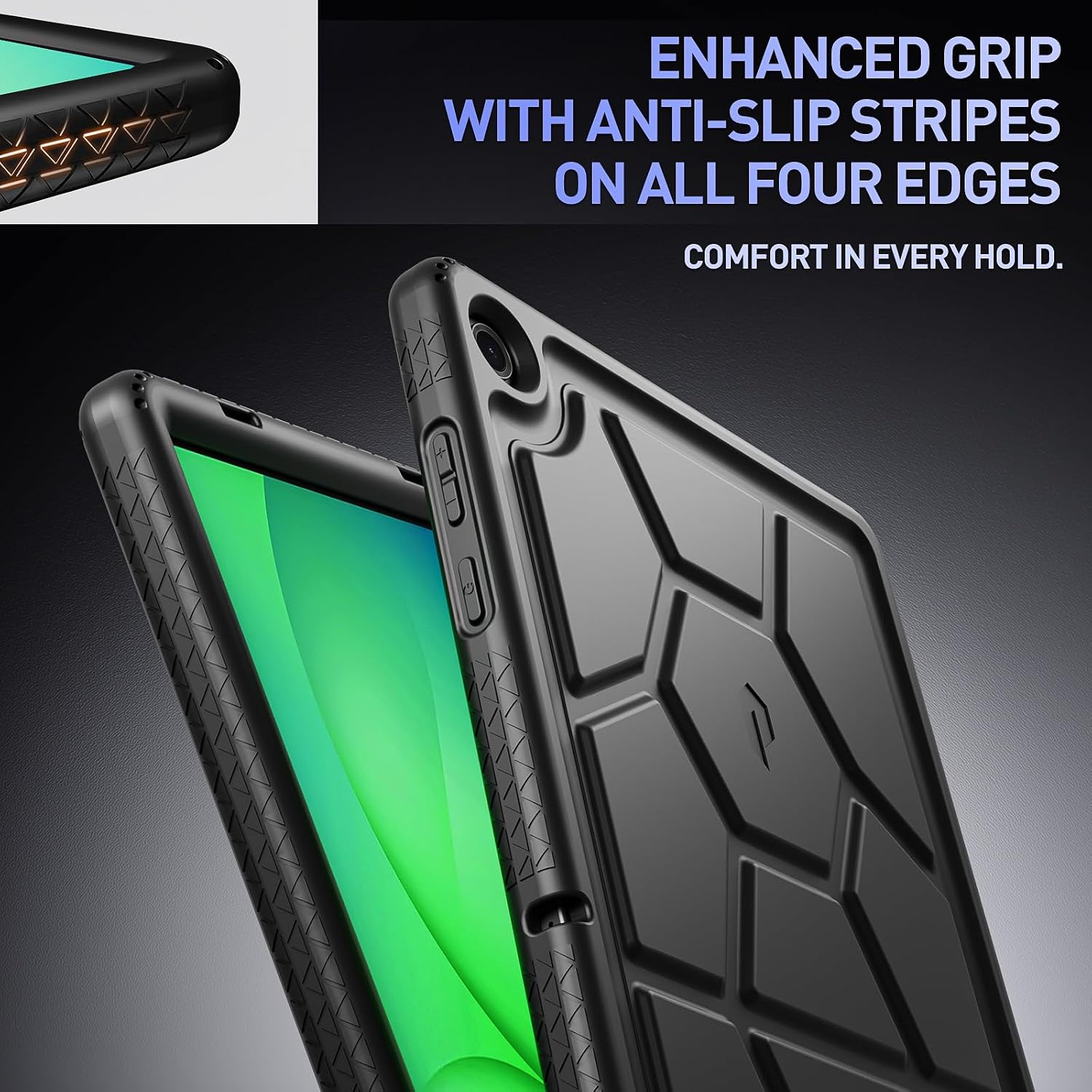 Poetic TurtleSkin Case Designed for Samsung Galaxy Tab A11 Plus + 11 Inch 2025, Heavy Duty Shockproof Rugged Kids Friendly Drop Protection Silicone Cover Case, Black image 5