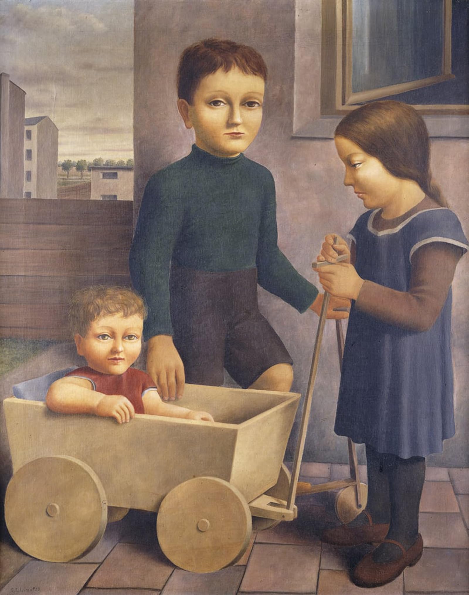 POSTERIIk Vintage Art Print Images Pictures Print Three Children Drei Kinder by Georg Schrimpf Modern Colour Posters for Office Home Decor 60x90cm