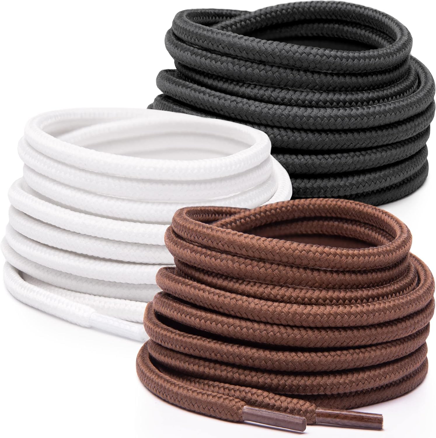 bilAnca 3 PAIRS Round Shoe laces 48 Inches 3 MM Thick Shoelaces for Athletic Running Sneakers Shoes Boot Strings (BLACK BROWN WHITE) (B0CNWD3R1C) Amazon Price History, Amazon Price Tracker